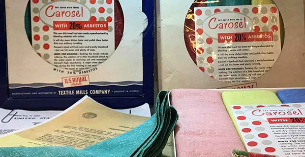 Dish towels made with asbestos fibers