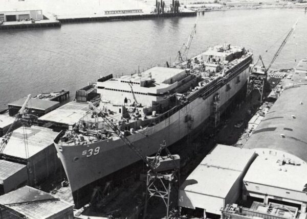 USS Emory S. Land under construction at Lockheed Shipbuilding and Construction Company